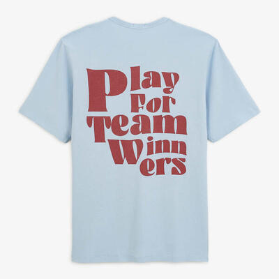 T-shirt met ronde hals van hemelsblauwe katoenen jersey met print op de rug