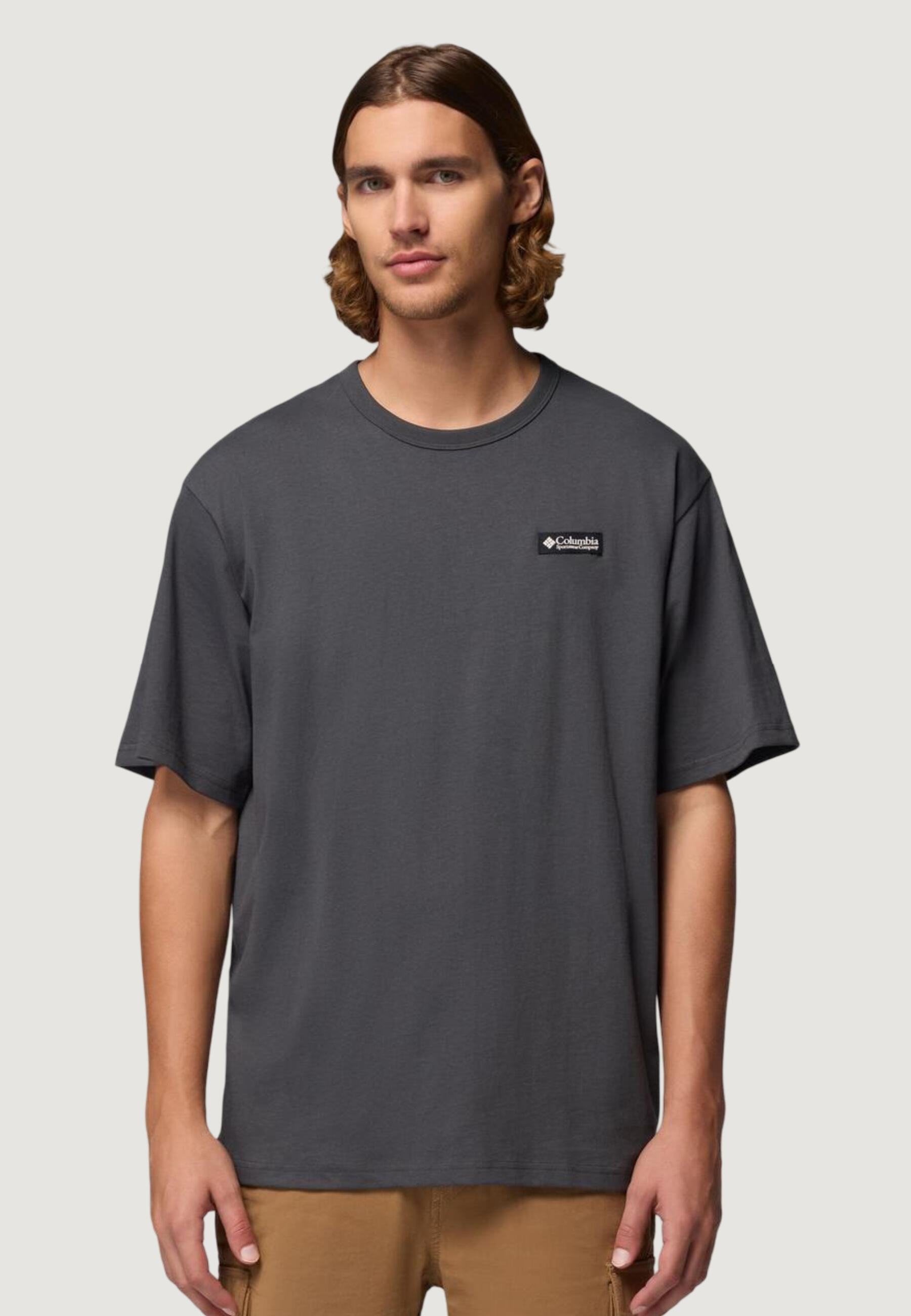 T-shirt grigia mezza manica con logo piccolo ricamato sul petto | Pellizzari