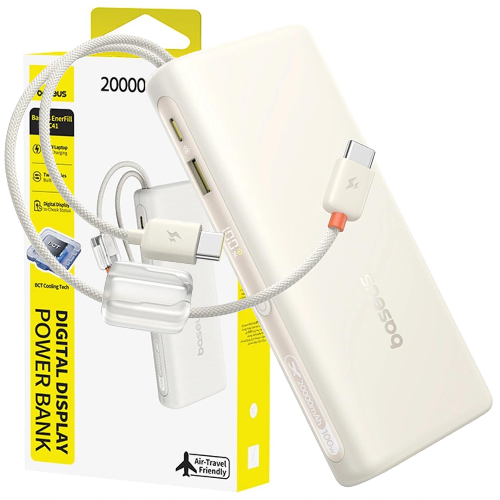 Powerbank Baseus  20000 mAh 100W z wbudowanymi kablami usb-c