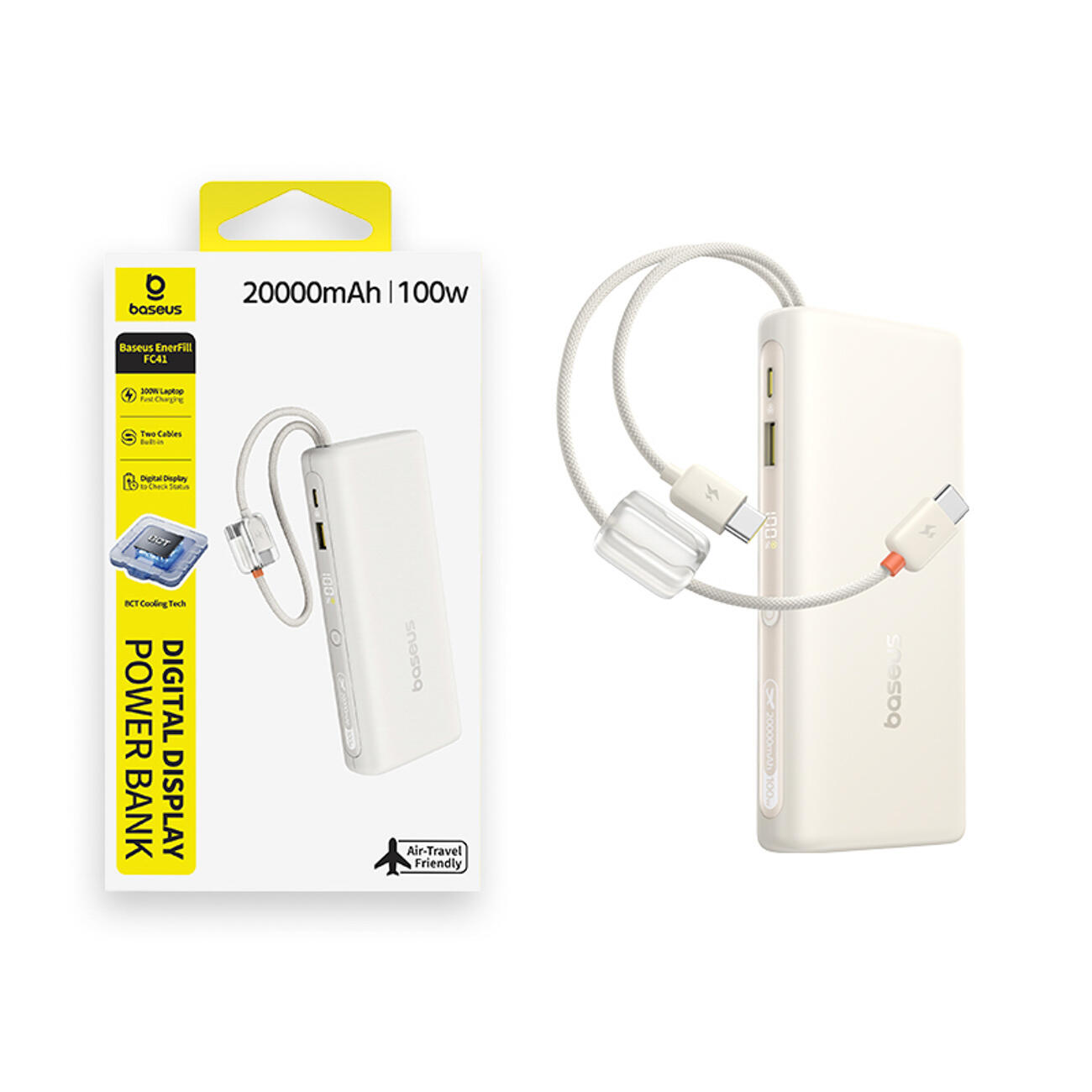 Powerbank Baseus  20000 mAh 100W z wbudowanymi kablami usb-c 7/7