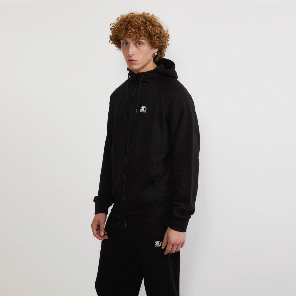 Felpa hoodie da uomo basic ricamata NERO 5/6