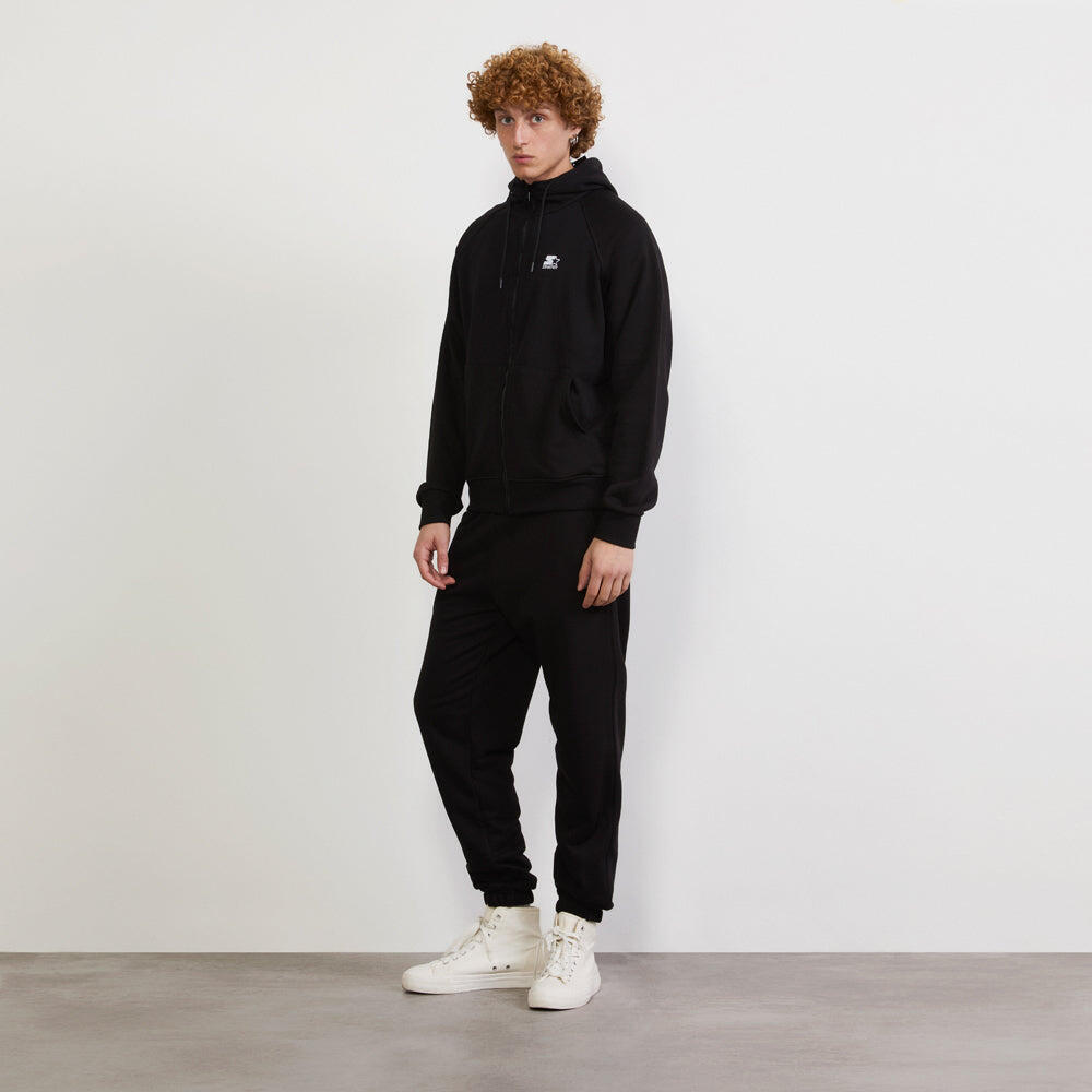 Felpa hoodie da uomo basic ricamata NERO 6/6