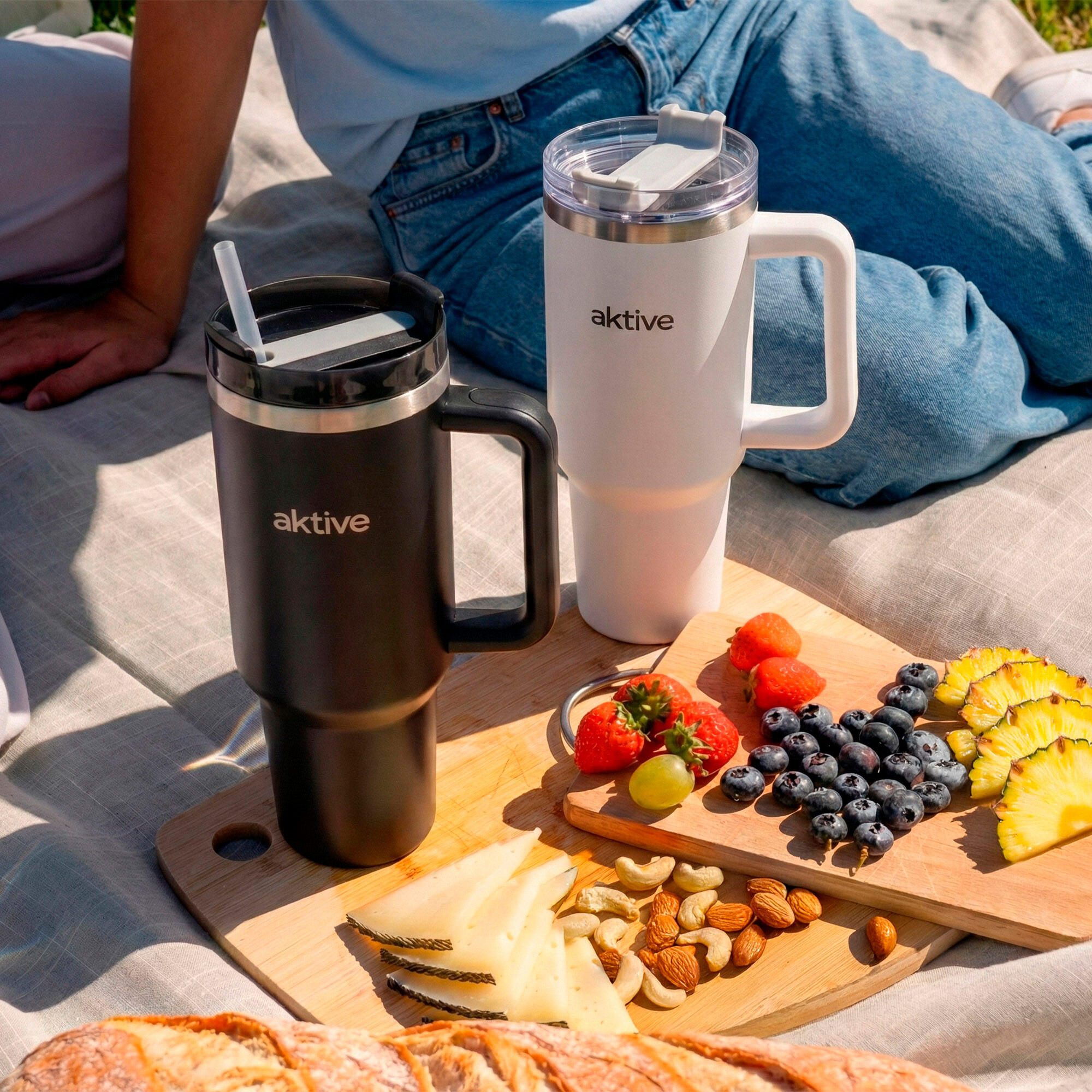 Aktive Thermos blanc 1,2 L couvercle à vis en acier inoxydable 3 positions 7/7