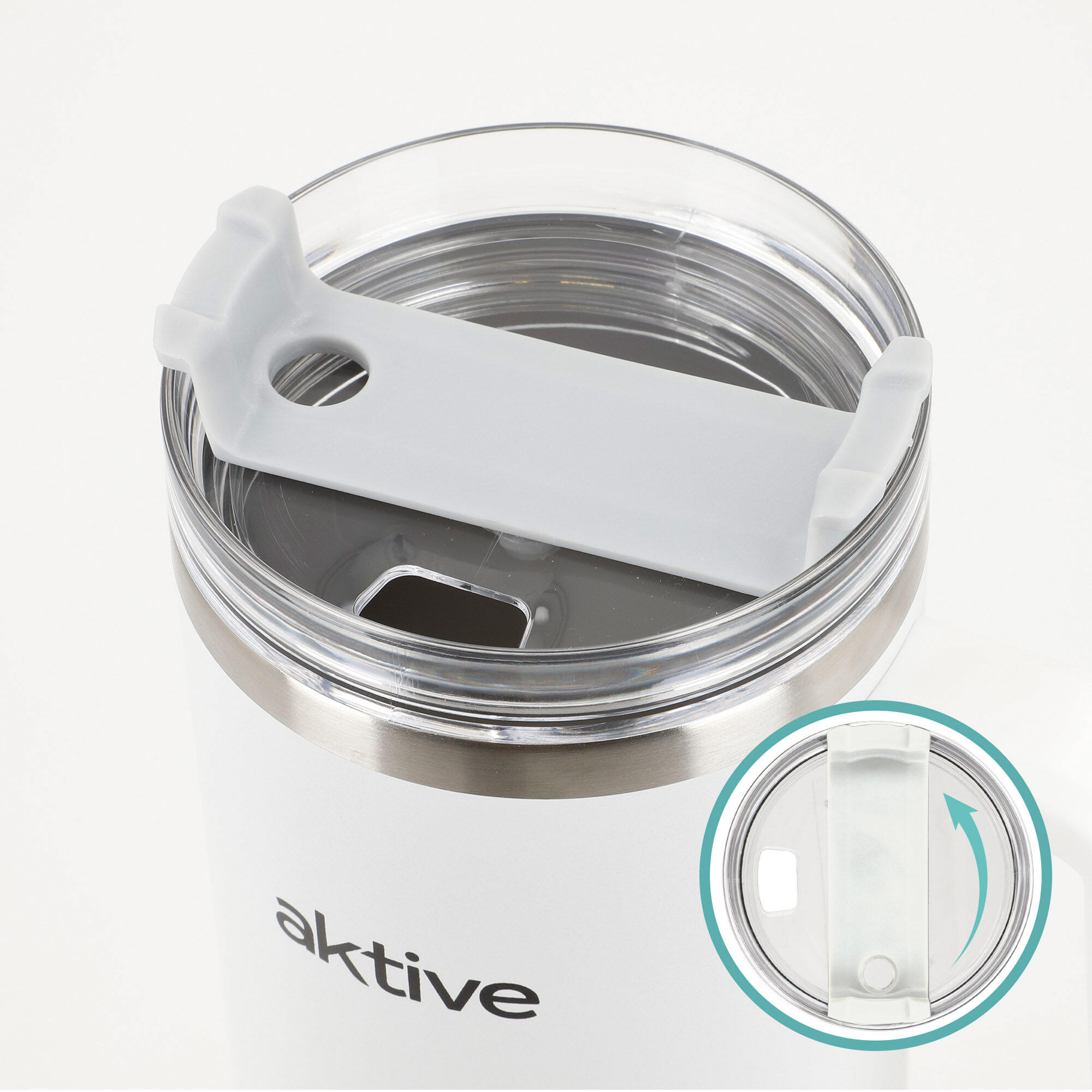 Aktive Thermos blanc 1,2 L couvercle à vis en acier inoxydable 3 positions 6/7