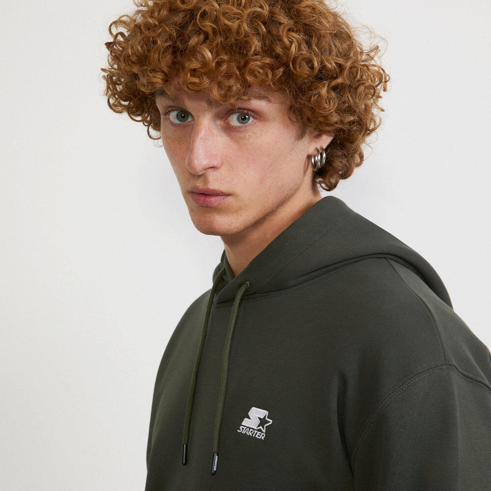 Felpa con cappuccio ricamata VERDE MILITARE 4/6