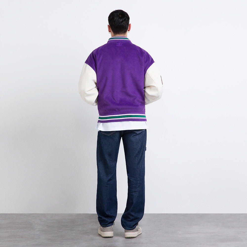 Varsity jacket in panno iconic viola/crema 6/7
