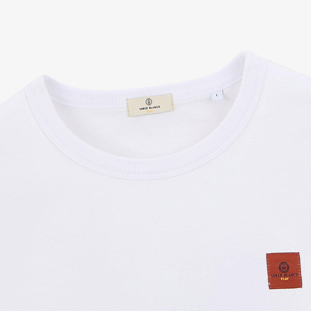 T-shirt girocollo bianca in cotone con stampa drago sul retro 6/6