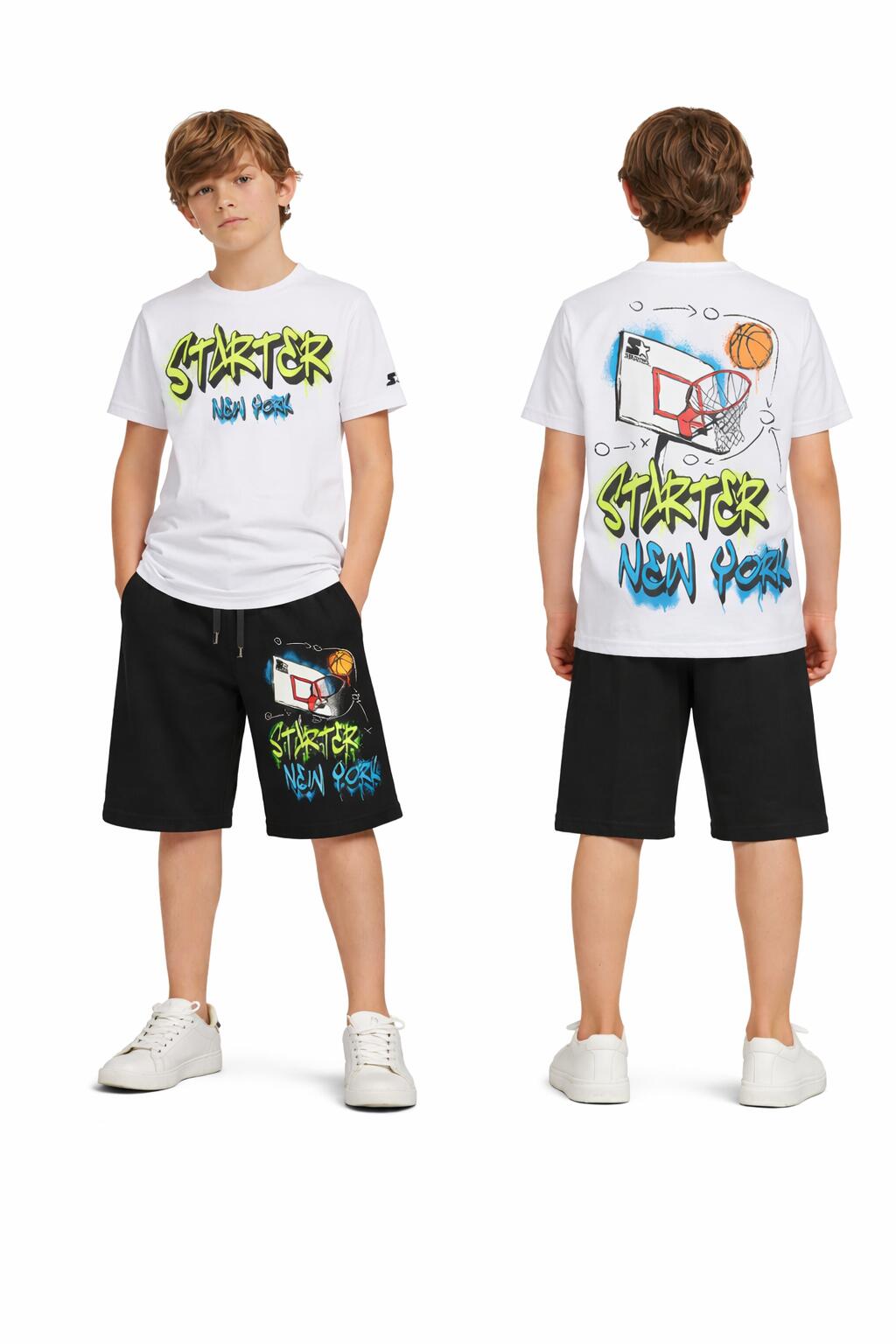 T-shirt  New York Street Basket BIANCO 3/5