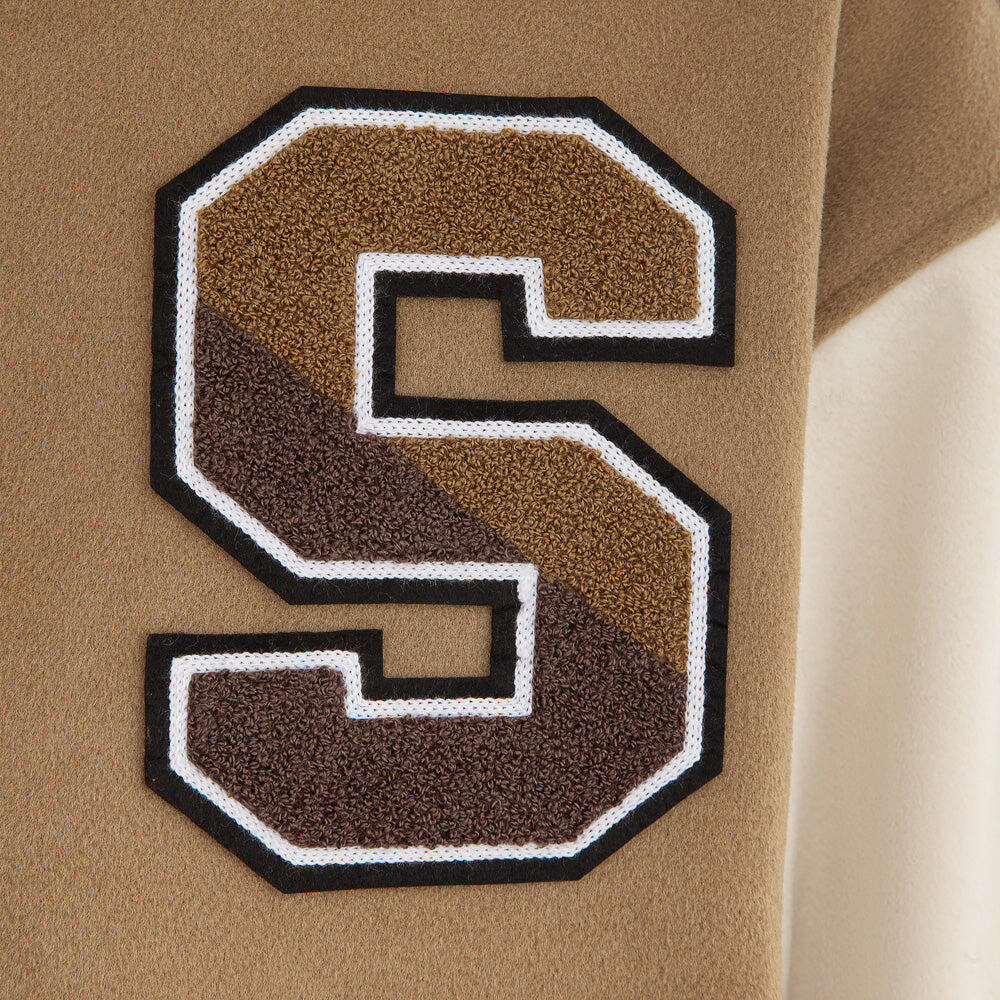 Varsity jacket in panno iconic cammello/crema 2/4