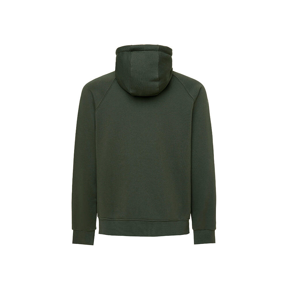 Felpa hoodie da uomo basic ricamata VERDE MILITARE 2/7
