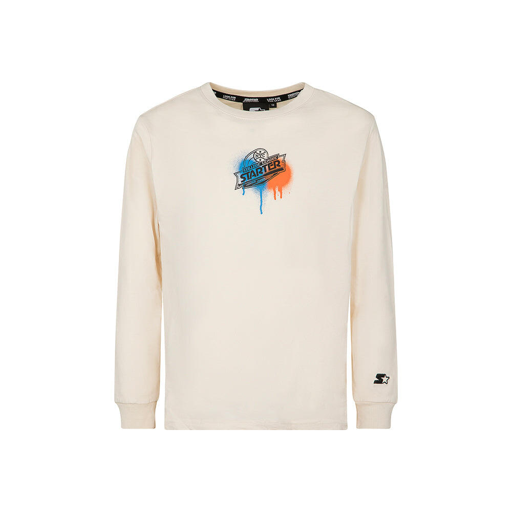 T-shirt a maniche lunghe con stampa sfumata CREMA 1/3