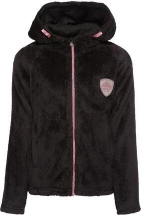 Sweat zippé Loap Chemila fille en techfleece, noir