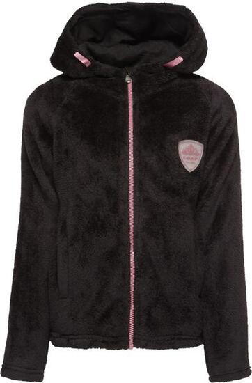 Sweat zippé Loap Chemila fille en techfleece, noir