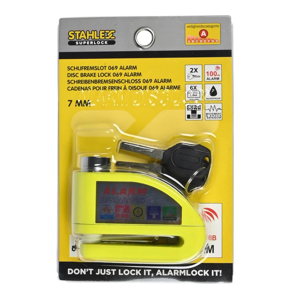 Lucchetto per bici, blocco per freno a disco con allarme, giallo 7/7