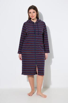 Femme Peignoir en tissu éponge à rayures