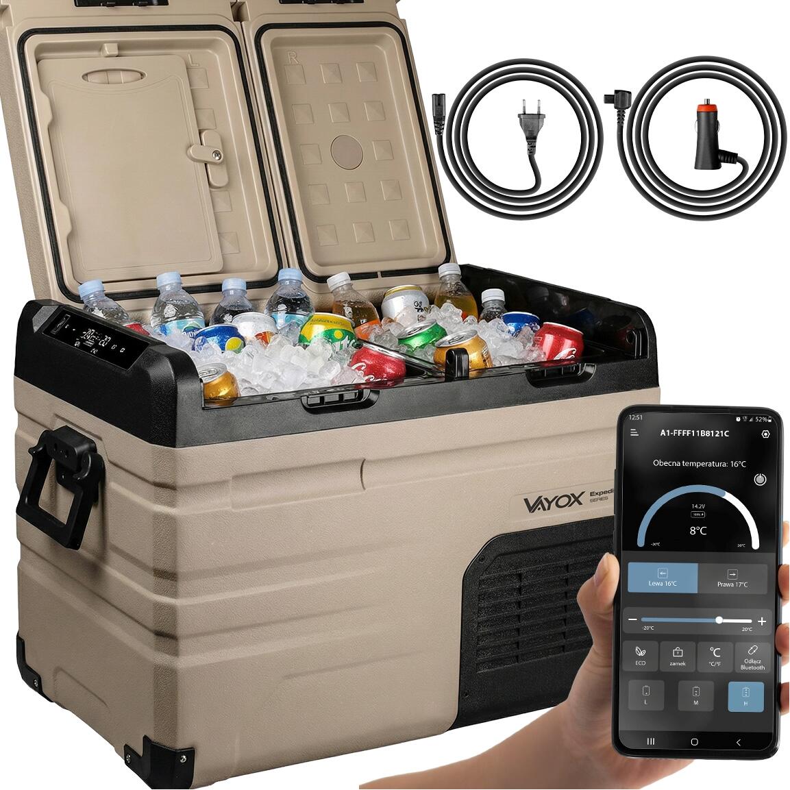 VAYOX Cestovní kompresorová chladnička VA-E39 12/24/230V 39L