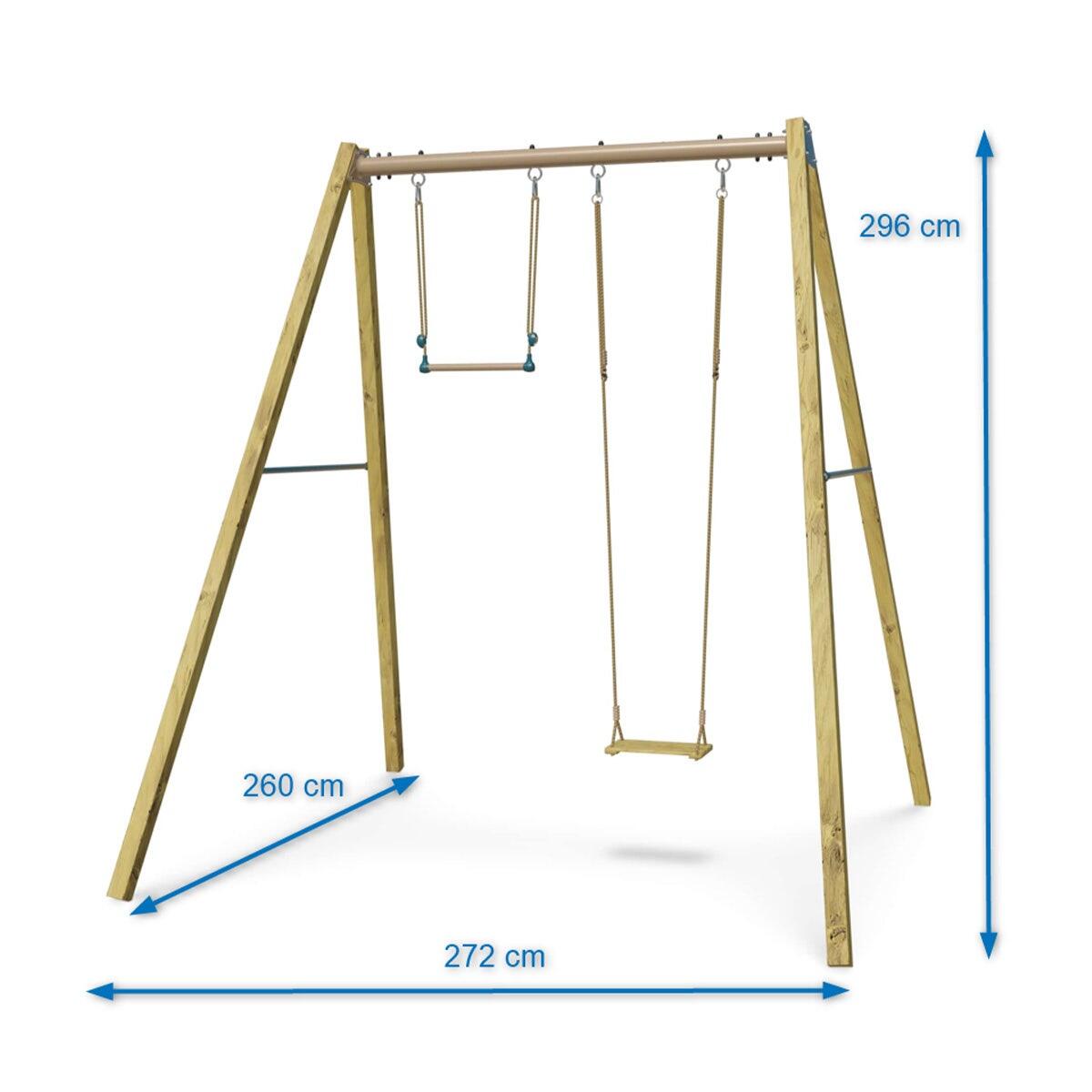 Balançoire en bois poutre métal 3 m Adulte WALTER 2 - 2 personnes 3/7