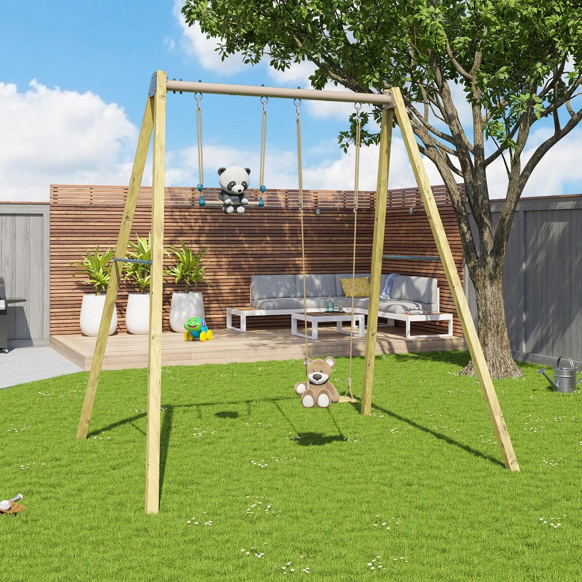 Balançoire en bois poutre métal 3 m Adulte WALTER 2 - 2 personnes 7/7