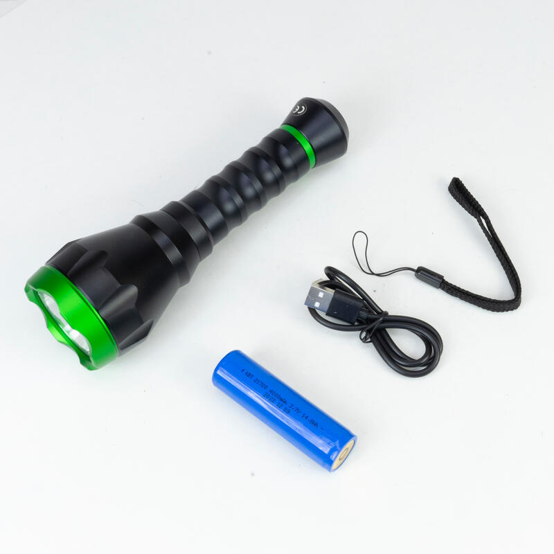Lanternă lumină verde 10W, 500 lm, 850 m, USB-C, acumulator 4000 mAh
