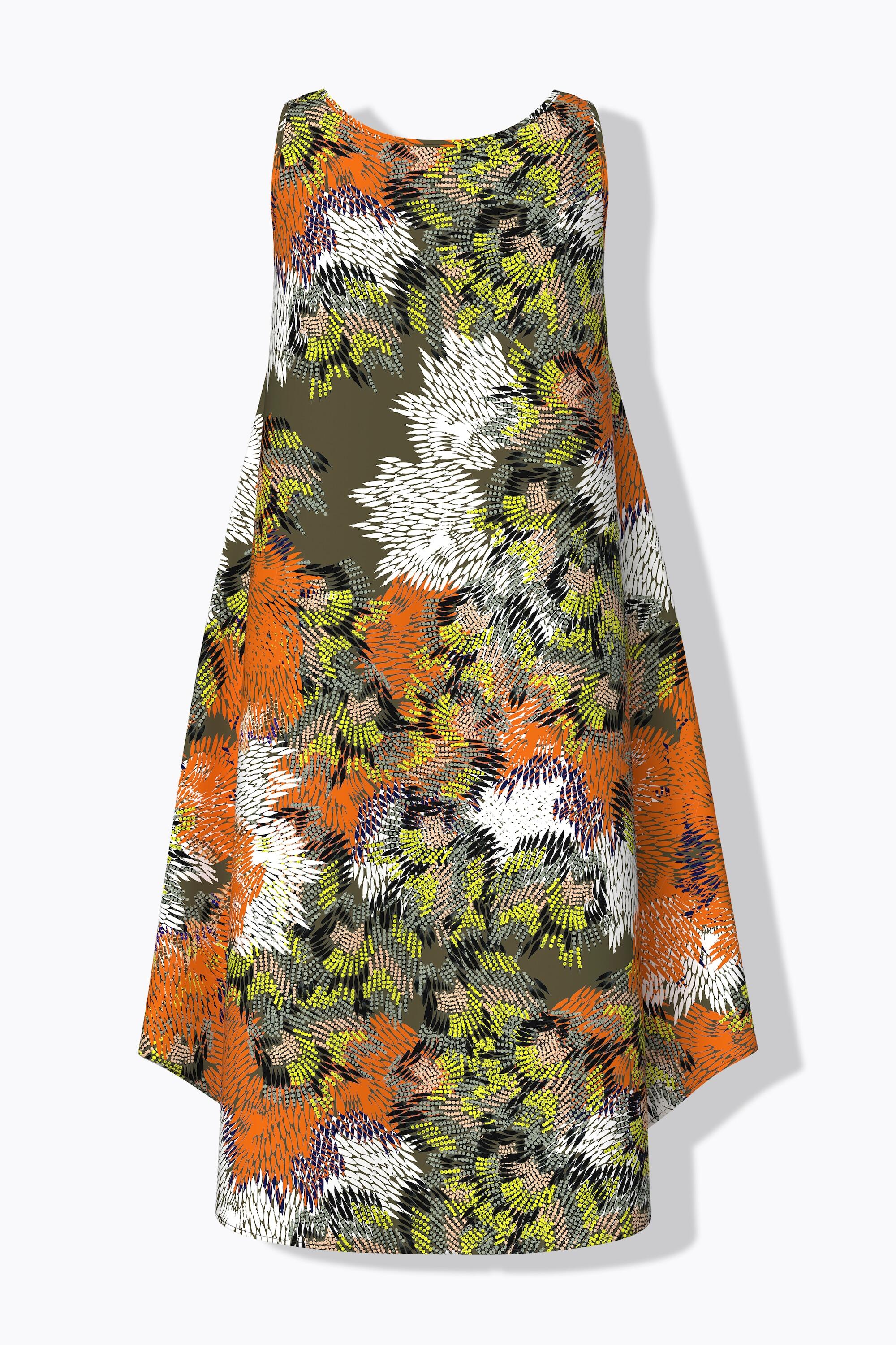 Femme Robe midi sans manches motif masque décolleté rond et coupe évasée 7/7