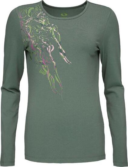 T-shirt femme Loap Abmora manches longues coton-élastane, coupe classique, glass