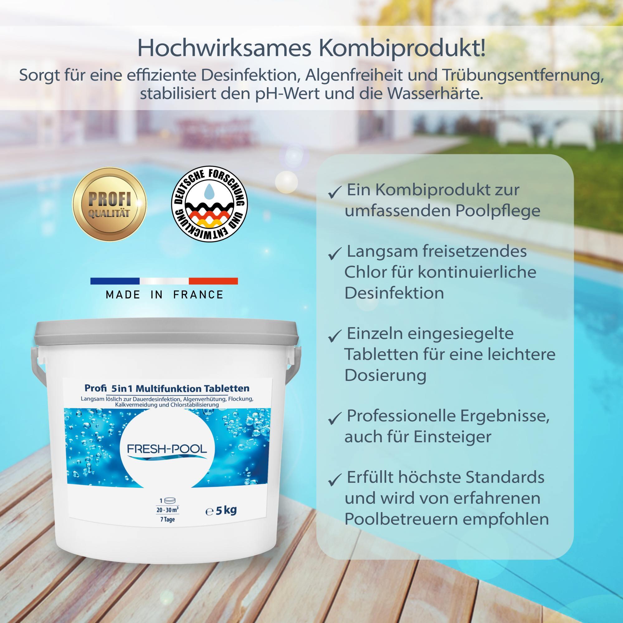 Fresh-Pool Profi 5in1 Multifunktion Tabletten 200g 5 kg -
Chlortabletten für Poo 3/7