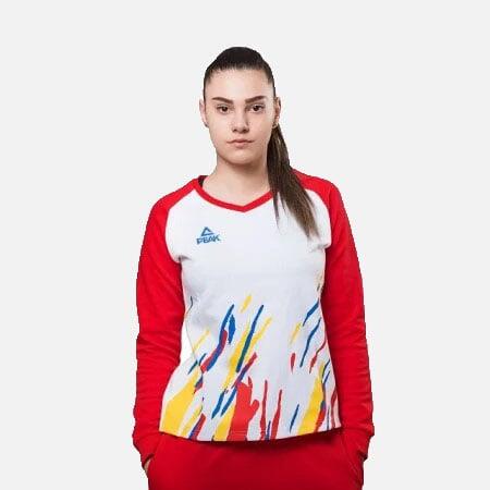 Trening Bumbac Feminin PEAK TeamRomania19 Alb/Rosu