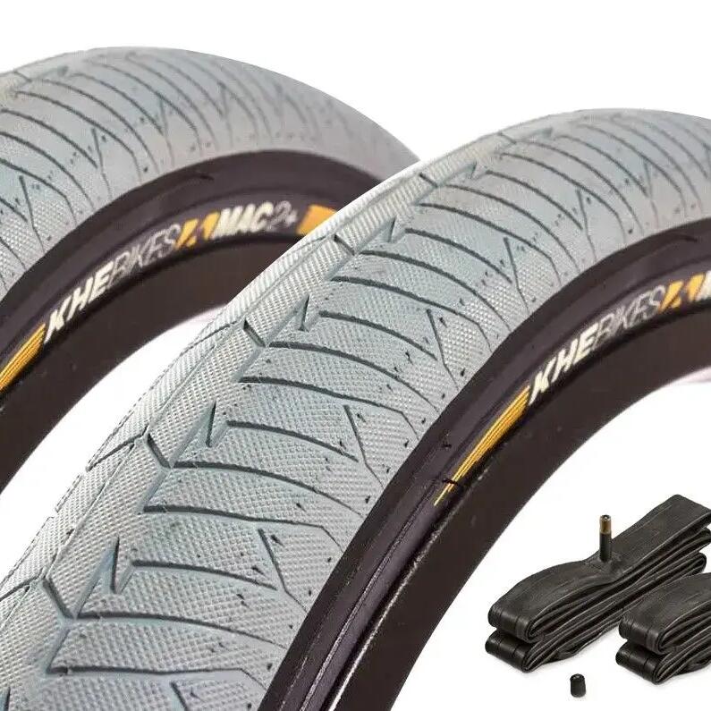 BMX Tyre Set KHE MAC2+ 20‘ x 2.30’ Grey + Front Inner Tube