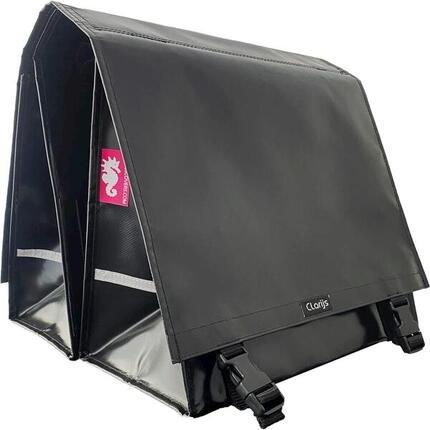 Clarijs Doppel-Fahrradtasche 40L PVC mit 16x16 cm Aussparung schwarz
