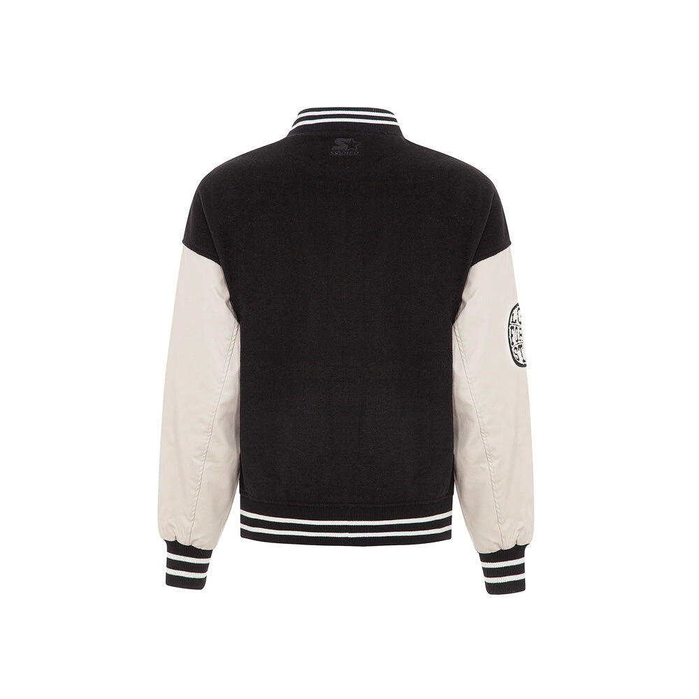 Varsity jacket in panno nero/maniche in pelle 2/7