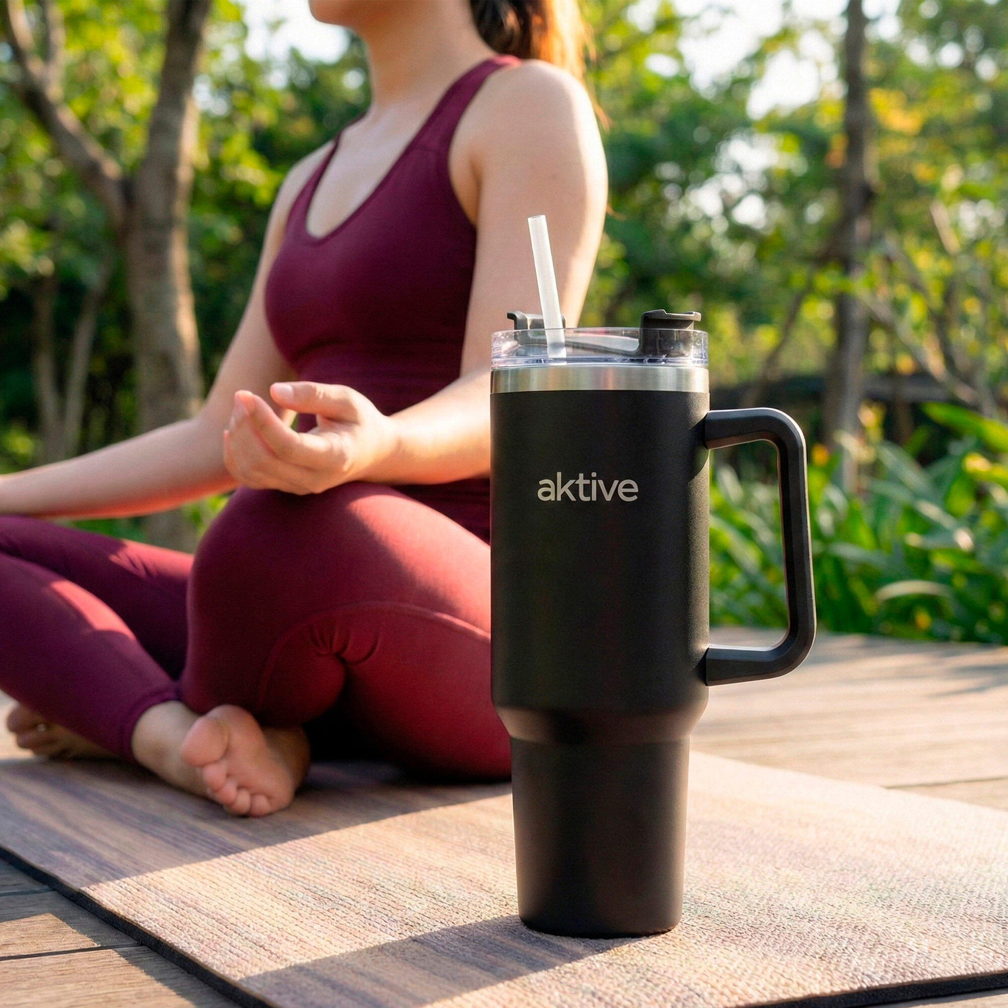 Aktive Bouteille thermos noire 1,2 L couvercle à vis en acier inoxydable 4/7