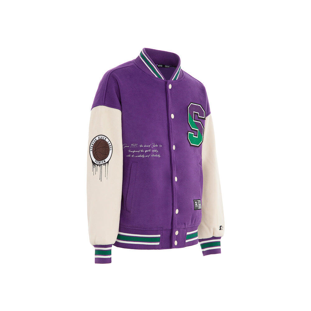 Varsity jacket in panno iconic viola/crema 2/7