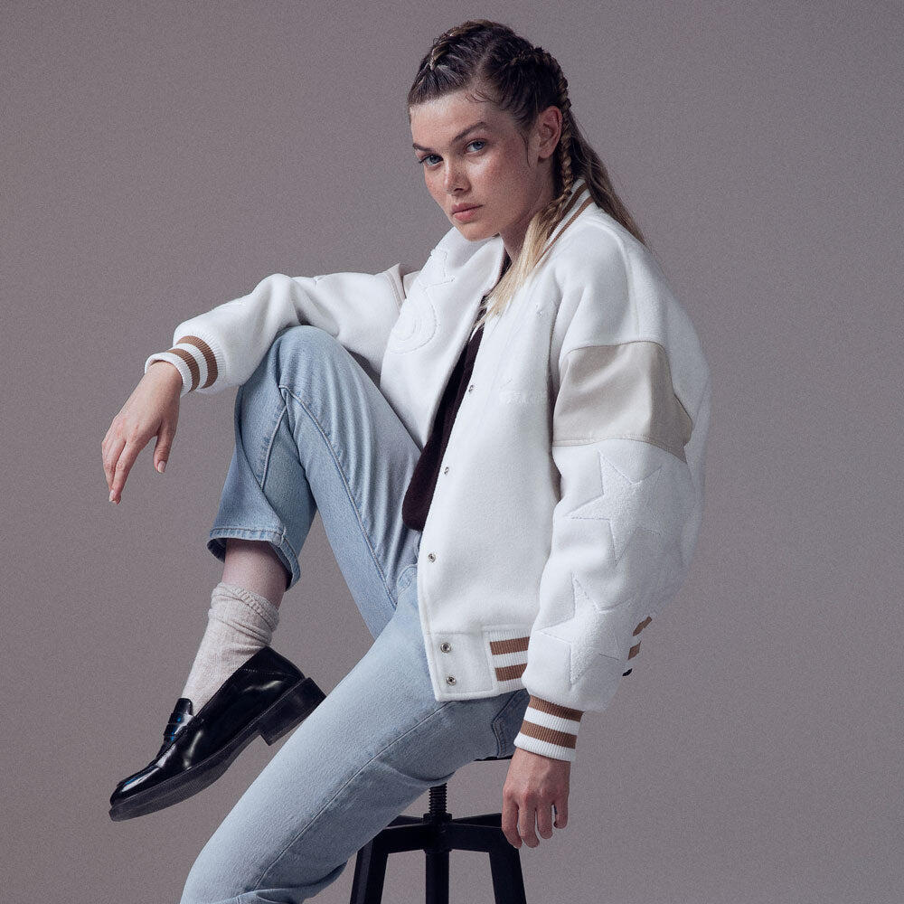 Varsity Jacket in panno imbottito CREMA 2/4