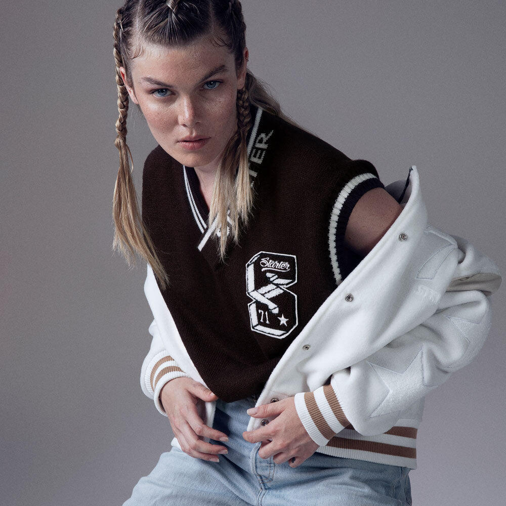 Varsity Jacket in panno imbottito CREMA 4/4