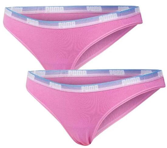 Puma Damen Bikini-Slips 2er-Pack, Pink, Gr. L