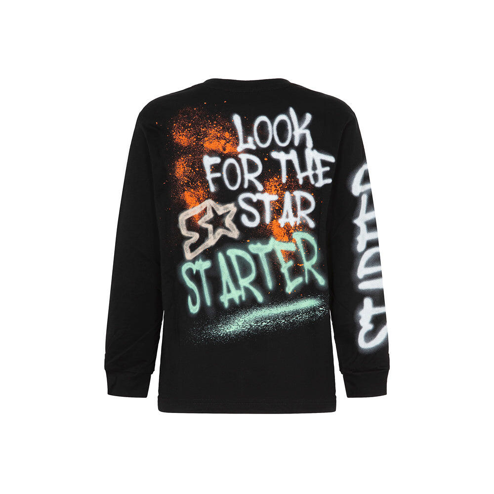 T-shirt a maniche lunghe con stampa graffiti Nero 2/2