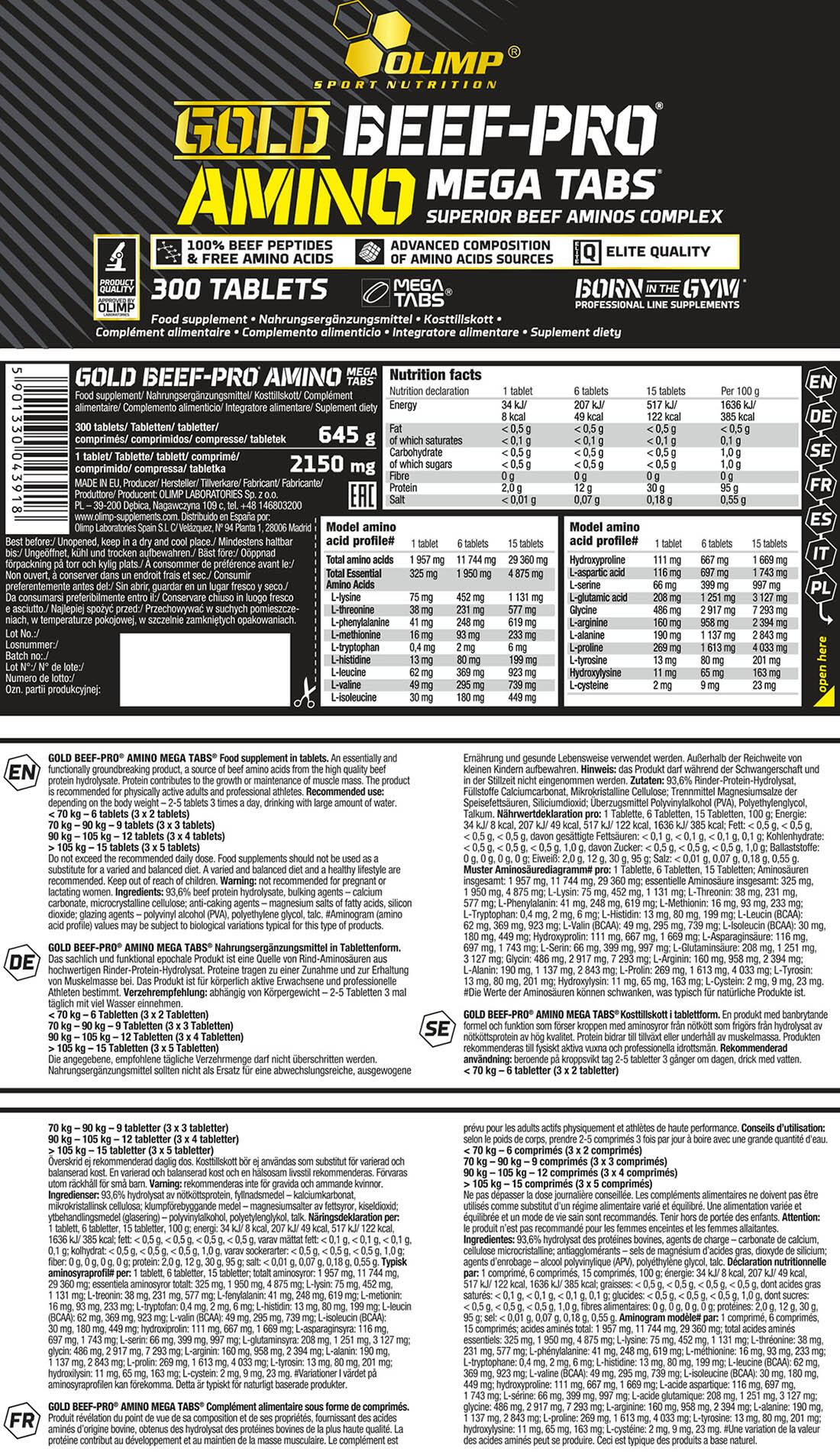 Aminokwasy Olimp Gold Beef-Pro Amino Mega Tabs - 300 Tabletek 2/4