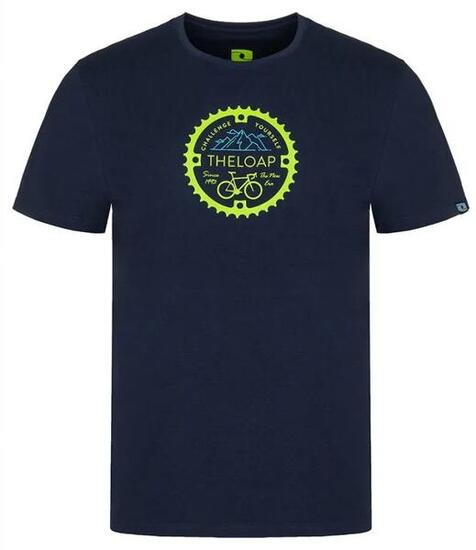 T-shirt homme Loap Alger bleu, coupe slim, imprimé mountainbike