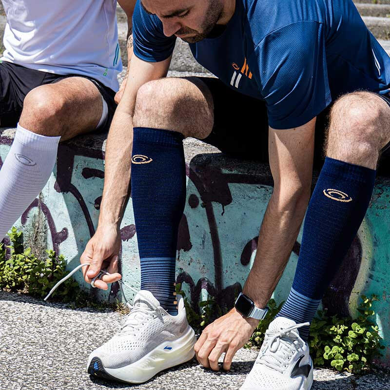 Chaussettes Run Marathon compression bleu 2/3