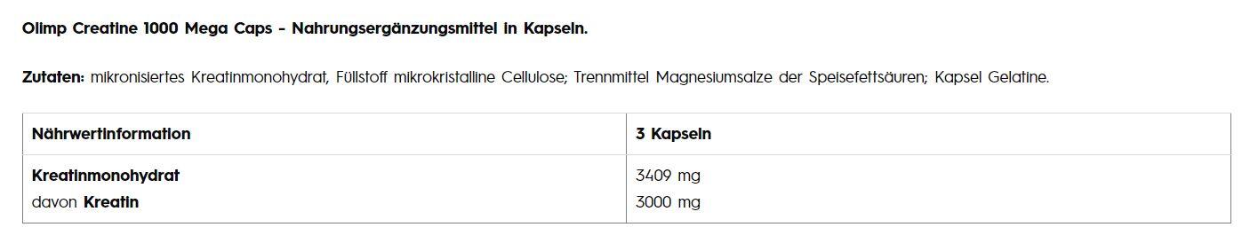 Kreatine - Creatine 1000 Mega (180 Caps) 4/4