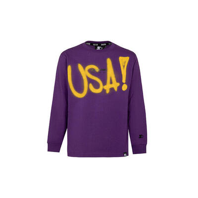 Long Sleeve “USA!” Viola – Stampa Spray Gialla Retro Football