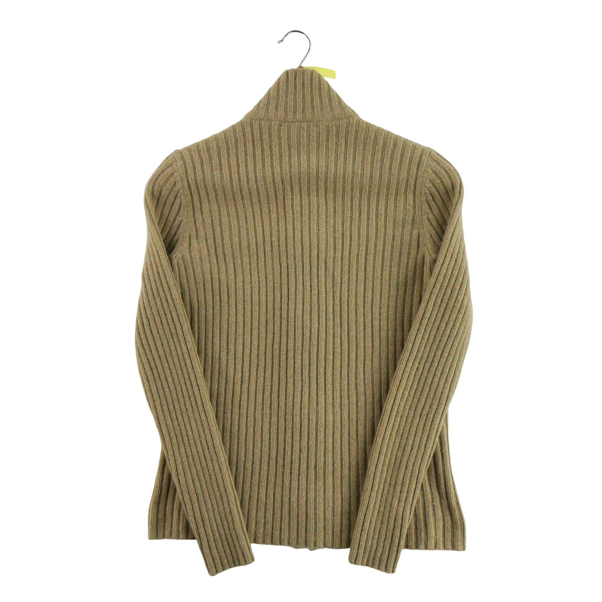 Gilet in lana e cashmere beige da donna 2/7
