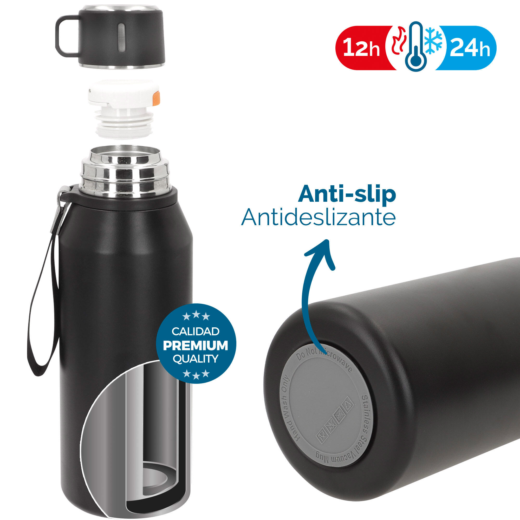 Aktive Bouteille thermos 1,2 L en acier inoxydable avec bouchon à vis anti-fuite 3/7