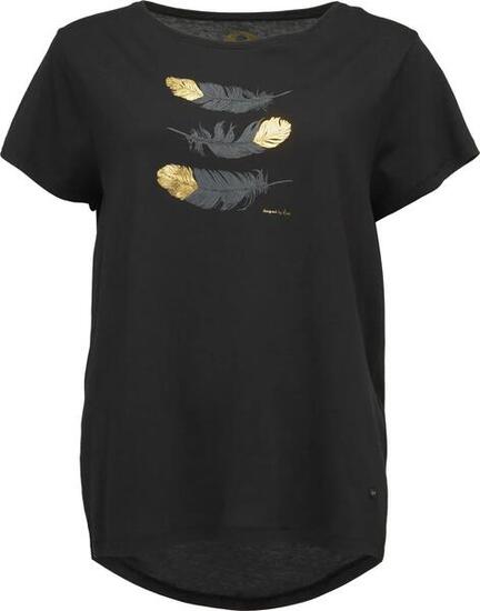 T-shirt donna Loap Asika nera con stampa a piume