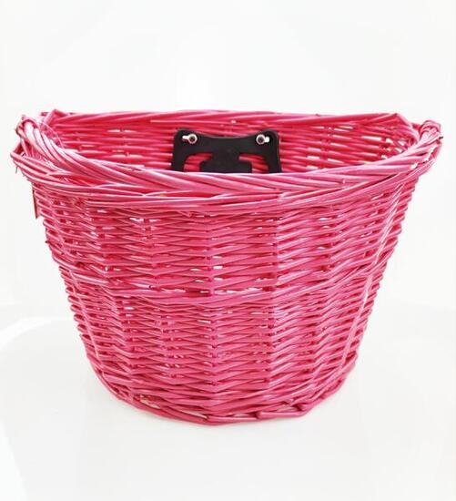 Kosz rowerowy przód wiklina Nowy "Click" różowy