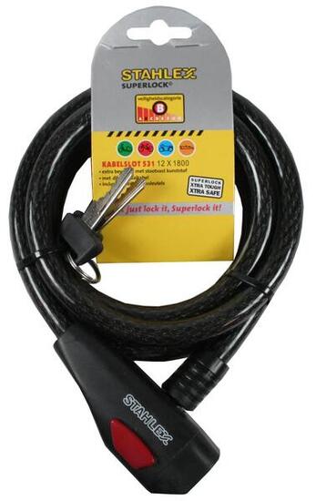 Fahrradschloss Kabelschloss mit Schlüsseln 12 x 1800 mm Schwarz