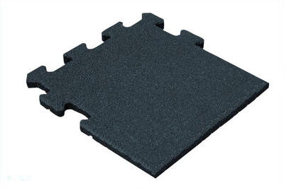 Rubber tegel zwart 50mm - 50x50 cm - puzzelsysteem zijstuk