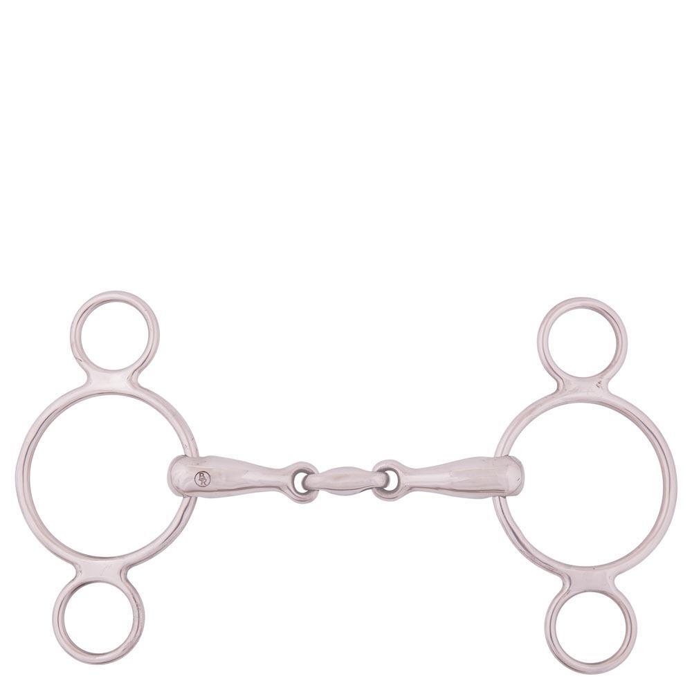 Roestvrijstalen 3-rings bit voor verstelbaar enkel paard BR Equitation 1/1