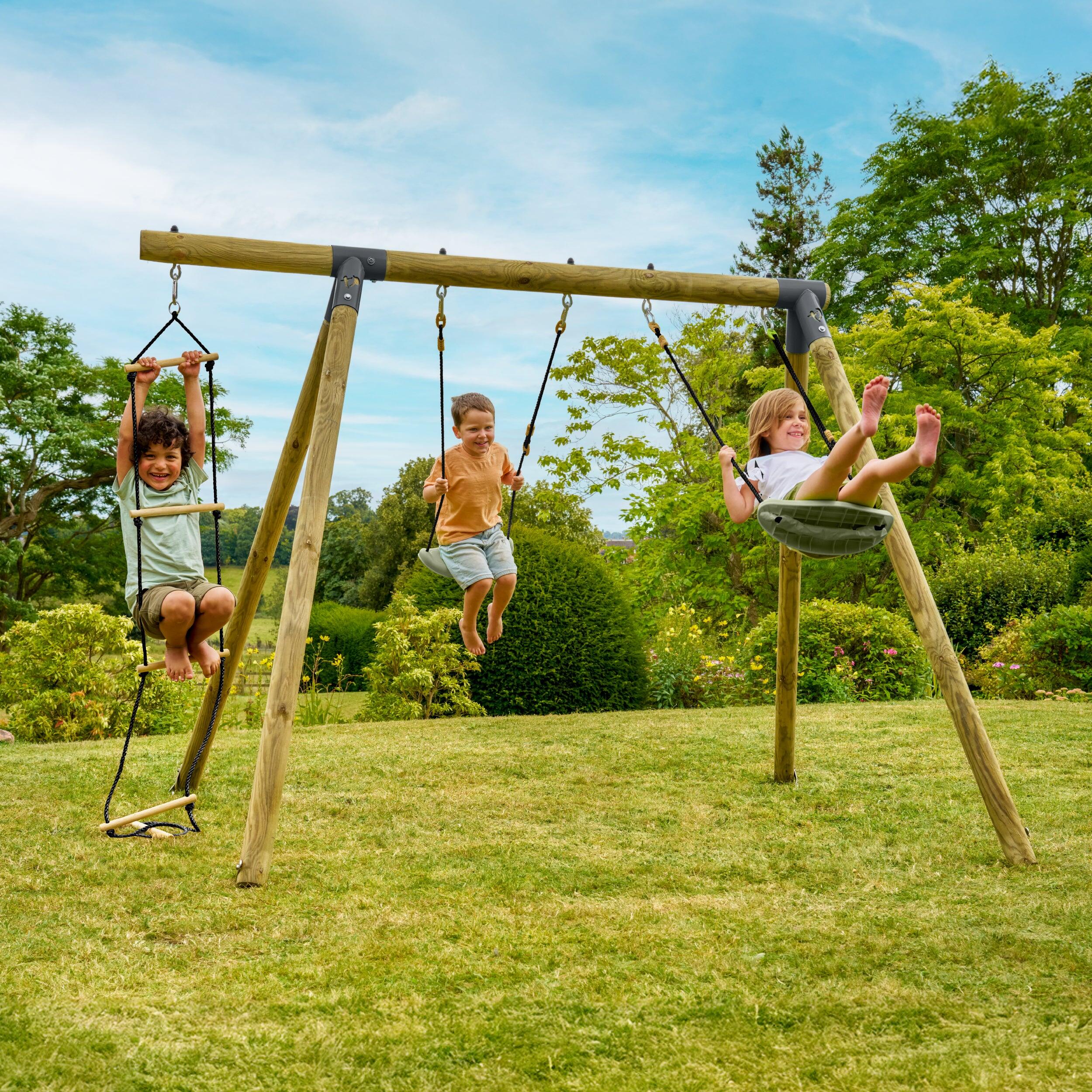Portique 2 balançoires AMANDIER bois H190cm 2/5