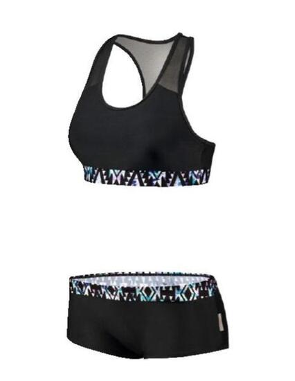 Bikini Beco Racer Back en mesh - Noir/Bleu/Multicolore - Taille 38